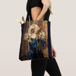Bolso De Tela monja azul alrededor de 1910