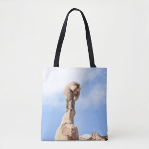 Bolso De Tela Mono babuino en la cima de una montaña
