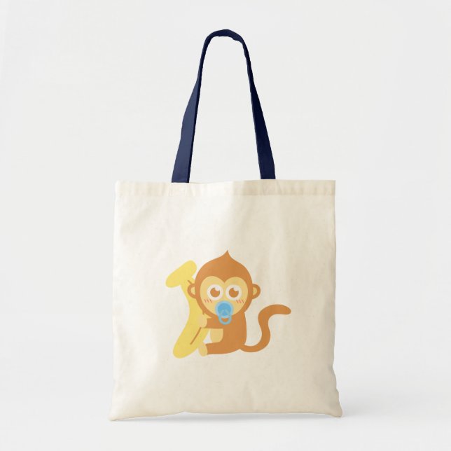 Bolso De Tela Mono bebé lindo con plátano (Frente)