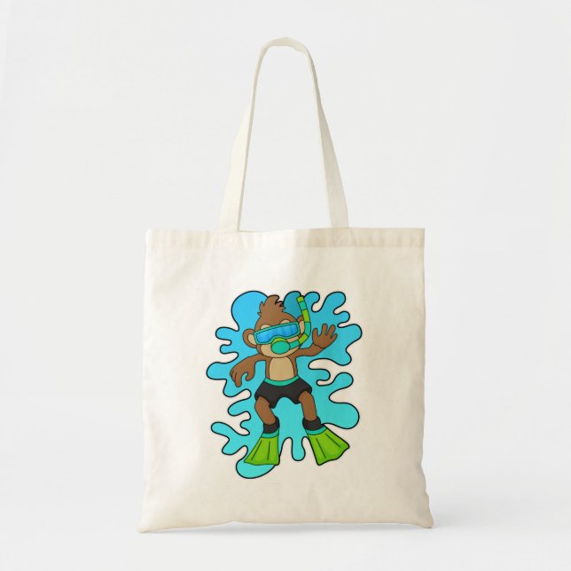 Bolso De Tela Mono como buceador con Snorkel (Frente)