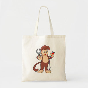 Bolso De Tela Mono como peluquero con tijeras y Razor
