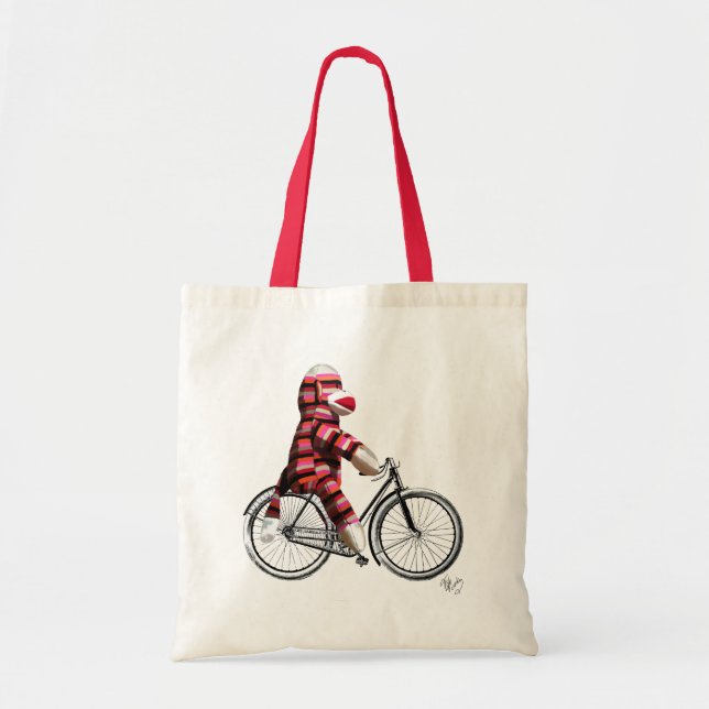 Bolso De Tela Mono de media luna en bicicleta (Frente)