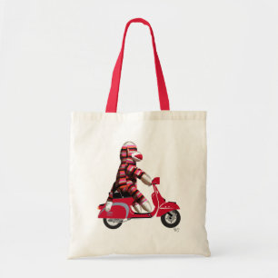 Bolso De Tela Mono de media luna rojo