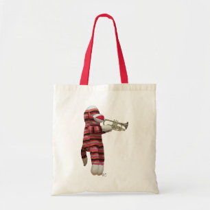 Bolso De Tela Mono del calvo jugando a trompeta