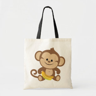 Bolso De Tela Mono del muchacho con el plátano