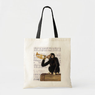 Bolso De Tela Mono jugando trompeta