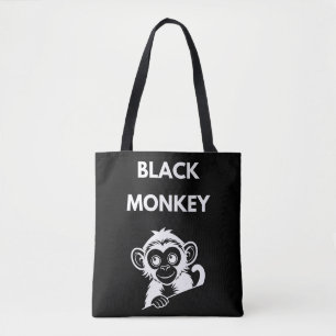 Bolso De Tela Mono Negro Pequeño y Lindo