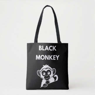 Bolso De Tela Mono Negro Pequeño y Lindo