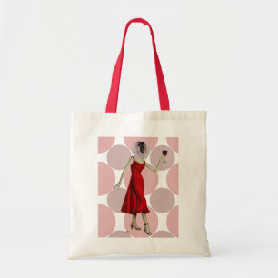 Bolso De Tela Mono vestido rojo con vino