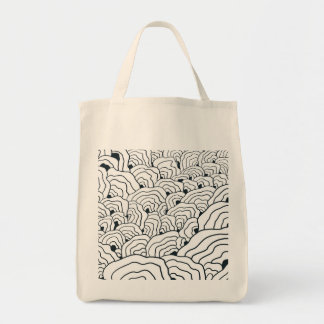 Bolso De Tela Monochrome Wave Pattern, Modern Abstract Line Art