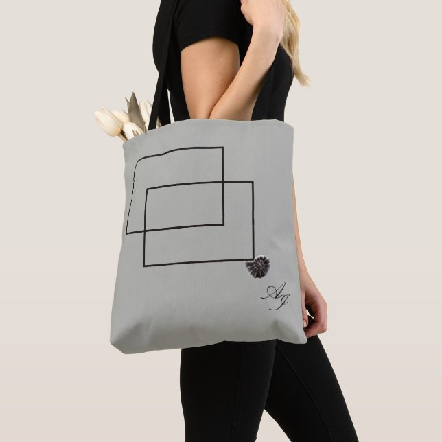 Bolso De Tela Monocromo neutro de la vida marina de Japón (Detalle)