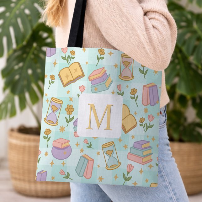 Bolso De Tela Monogram Magic Books Tote Bag Girly Mint Green (Subido por el creador)