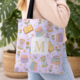 Bolso De Tela Monogram Magic Books Tote Bag Girly Purple