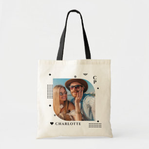 Bolso De Tela Monogram Name Photo Trendy Simple Modern