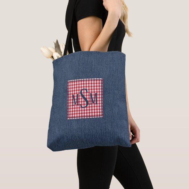 Bolso De Tela Monogram on Dark Denim Print Shoulder (Detalle)