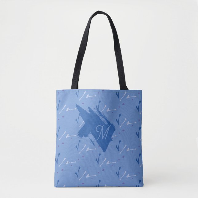 Bolso De Tela Monogram Periwinkle Blue Whimsical Graphic Doodle (Anverso)