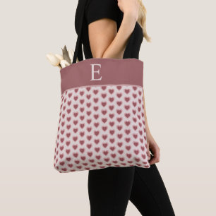 Bolso De Tela Monogram Retro Hearts Pink Burgundy