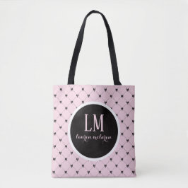 Bolso De Tela Monogram Script Bow Tote Bag – Pink & Black