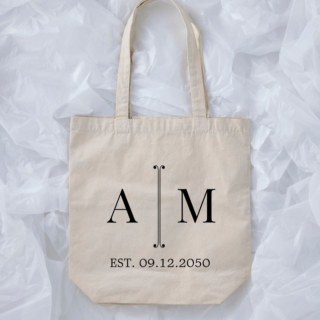 Bolso De Tela Monogram Simple Minimal Wedding Welcome Gift (Subido por el creador)