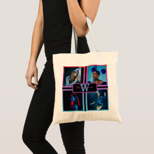 Bolso De Tela Monograma 4 Nombre de guión gráfico Personalizado
