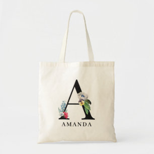 Bolso De Tela Monograma A de alfabeto floral personalizado
