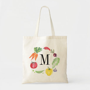 Bolso De Tela Monograma acuarela de verduras frescas