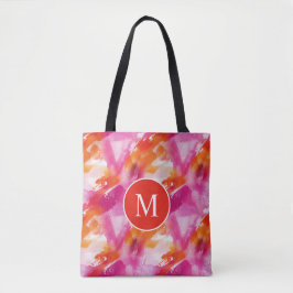Bolso De Tela Monograma Acuarela Rosa Naranja Abstracto