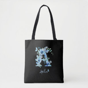 Bolso De Tela Monograma Alfabeto floral A Personalizar personali