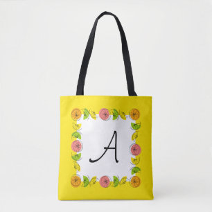 Bolso De Tela Monograma amarillo cuadrado de cítricos por todo e
