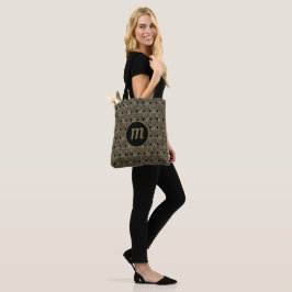 Bolso De Tela Monograma Art Deco en oro y negro