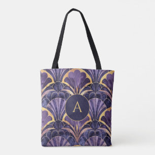 Bolso De Tela Monograma Art Déco Personalizado Elegante Púrpura