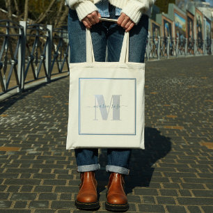 Bolso De Tela Monograma azul Bonito simple Minimalista Personali