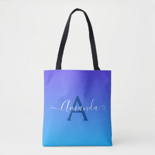 Bolso De Tela Monograma azul elegante y degradado