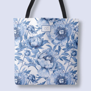 Bolso De Tela Monograma Azul Floral Flores para Damas de Honor C