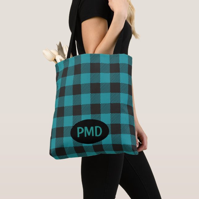 Bolso De Tela Monograma azul turquesa Verde azulado azul negro (Detalle)