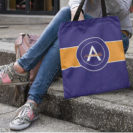 Bolso De Tela Monograma azul y naranja personalizado