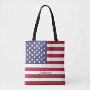 Bolso De Tela Monograma Bandera estadounidense 4 de Julio Person