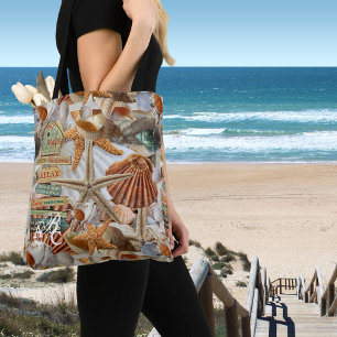 Bolso De Tela Monograma Beach Shell Starfish Pattern Tothag