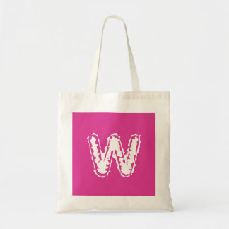 Bolso De Tela Monograma blanco espeluznante sobre rosa