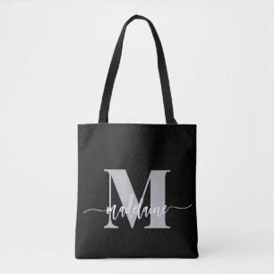 Bolso De Tela Monograma blanco negro elegante