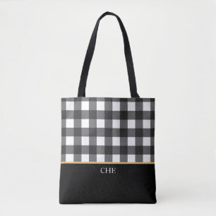 Bolso De Tela Monograma blanco negro marcado