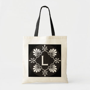 Bolso De Tela Monograma blanco y negro