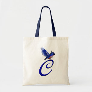 Bolso De Tela Monograma Bluebird C Inicial Elegante