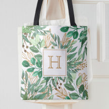 Monograma Bonito de Vegetación Botánica en Acuarel