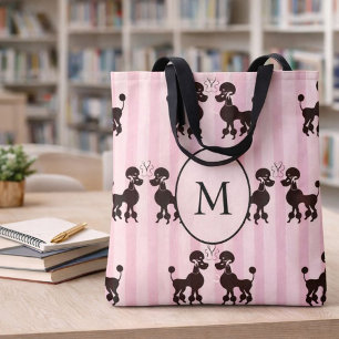 Bolso De Tela Monograma Bonito Pink Poodle Lover