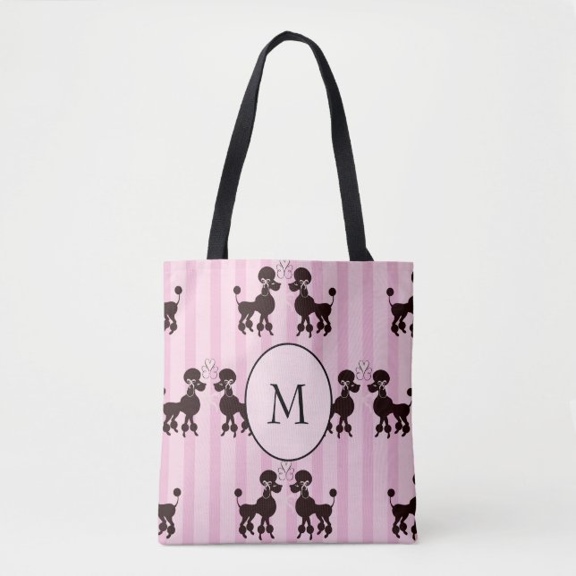 Bolso De Tela Monograma Bonito Pink Poodle Lover (Anverso)