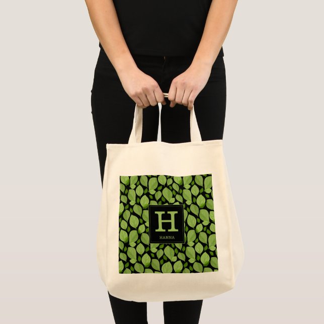 Bolso De Tela Monograma botánico de patrón de hierba de la Cuenc (Anverso (producto))
