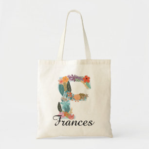 Bolso De Tela Monograma Botánico Personalizado de Floral con Nom