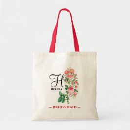 Bolso De Tela Monograma Botánico Personalizado Floral Bridesmaid