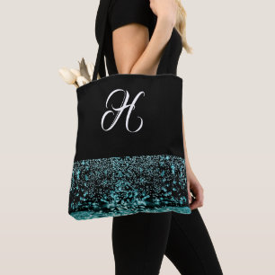 Bolso De Tela Monograma Burbuja de agua elegante blanca negra
